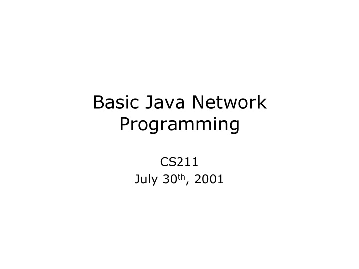 basic java network programming