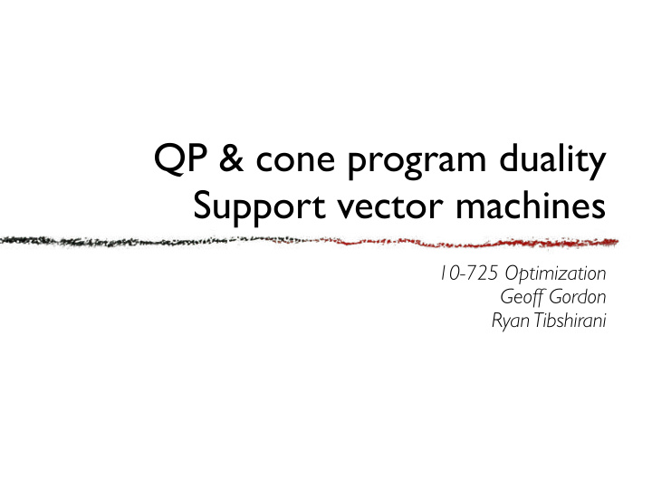 qp cone program duality support vector machines