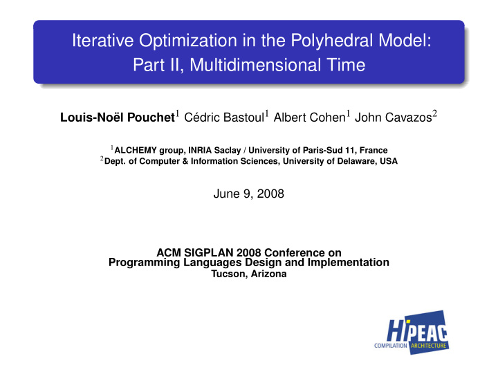 iterative optimization in the polyhedral model part ii