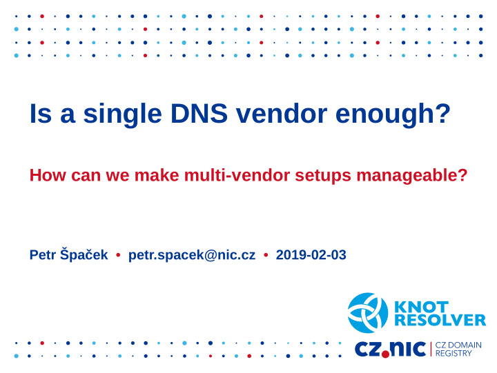 is a single dns vendor enough