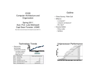 Outline  IC220  Computer Architecture and   Class Survey / Role Call  Organization   What is: