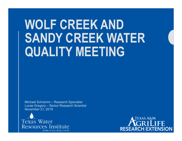 wolf creek and sandy creek water quality meeting