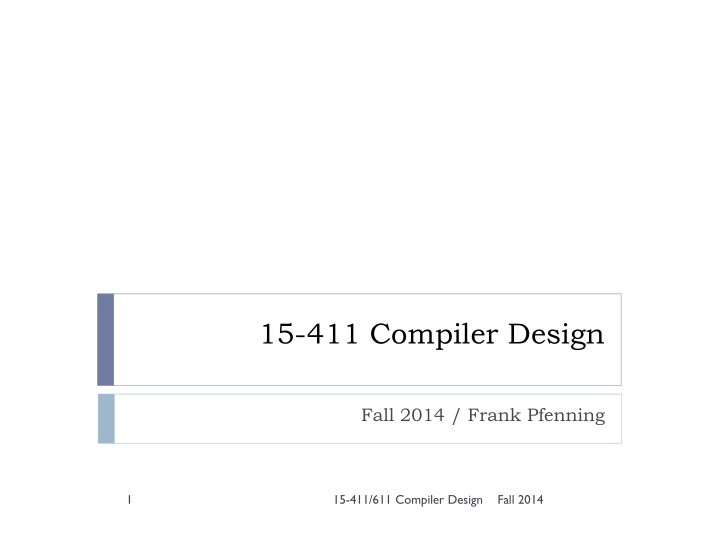 15 411 compiler design