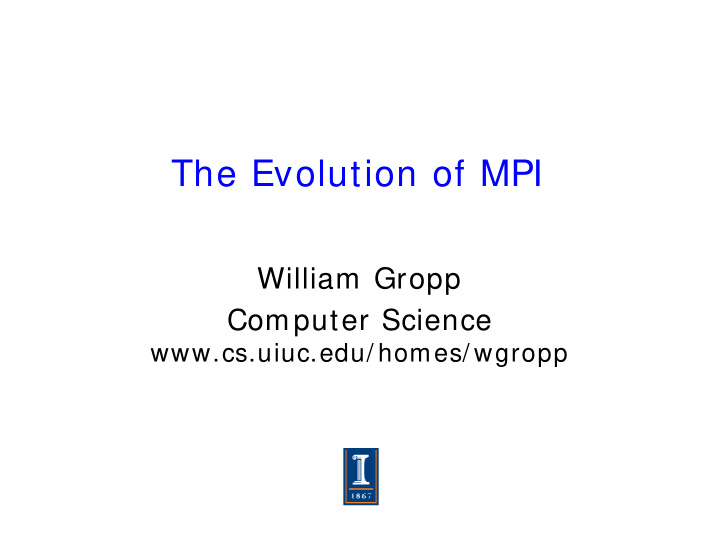 the evolution of mpi