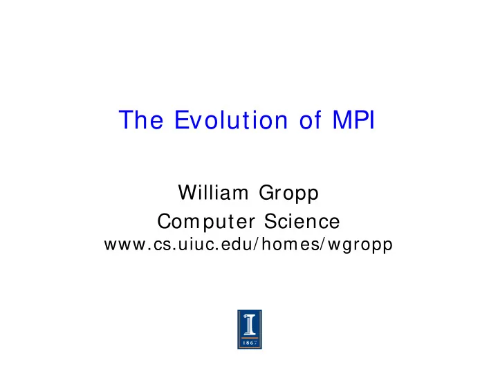 the evolution of mpi