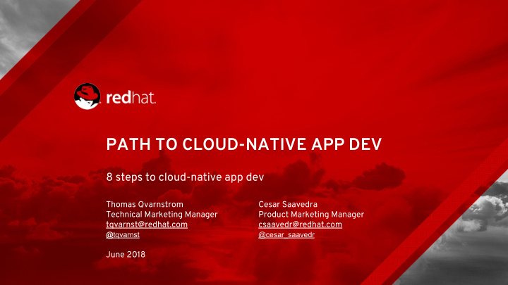 path to cloud native app dev
