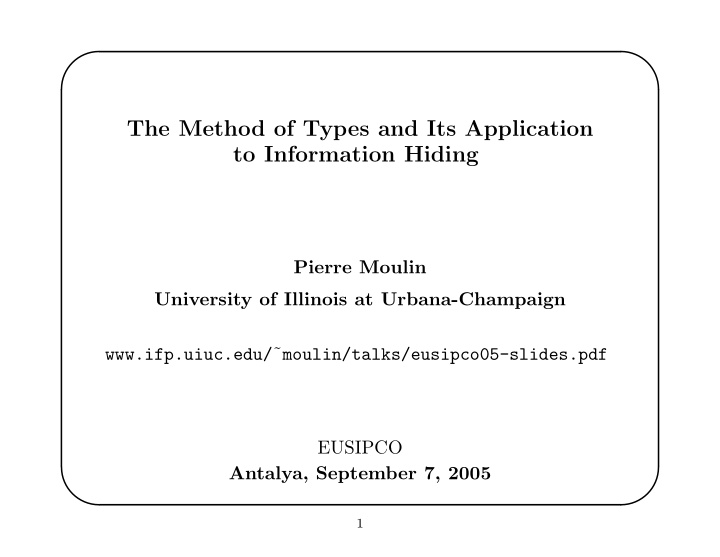 the method of types and its application to information