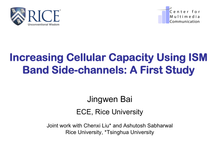 jingwen bai ece rice university joint work with chenxi