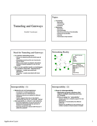 Tunneling and Gateways  Tunneling and Gateways  Examples  Gateways  Motivation