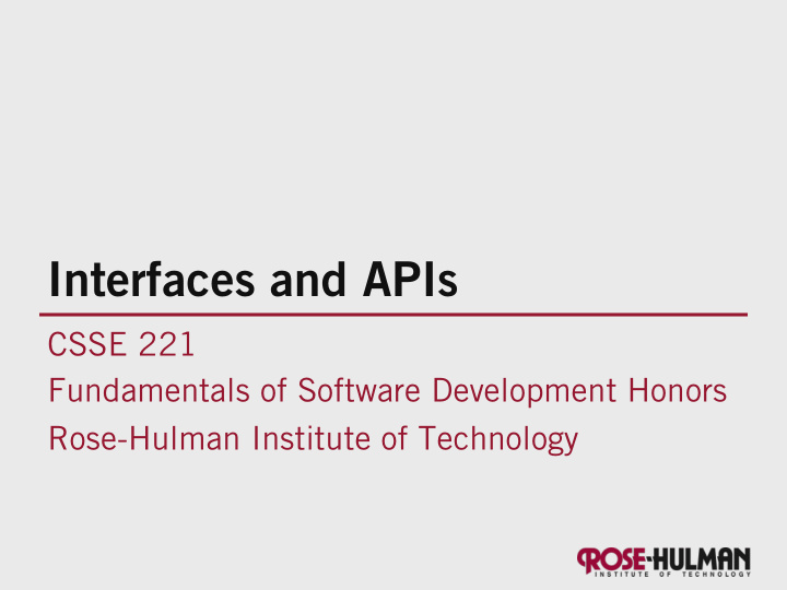 interfaces and apis