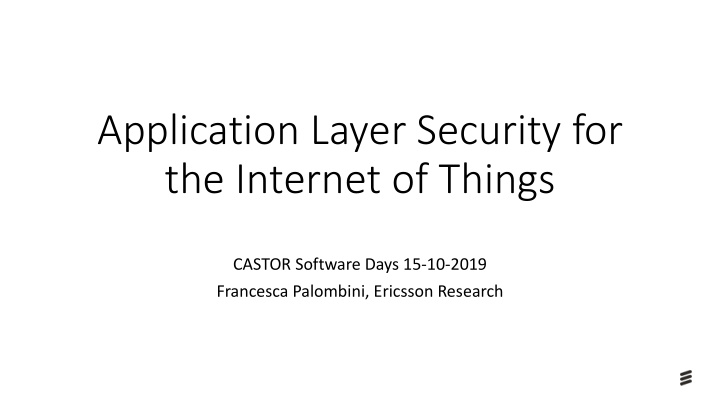 application layer security for the internet of things