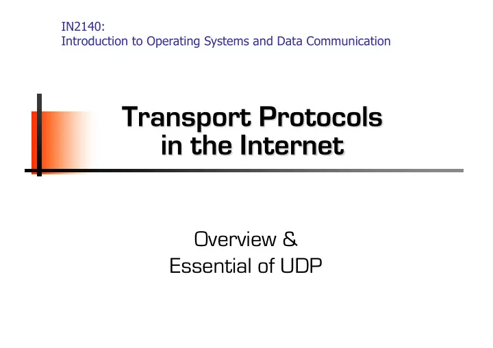 transport protocols in the internet