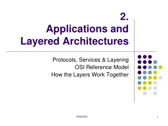 2.  Applications and  Layered Architectures  Protocols, Services &amp; Layering  OSI Reference