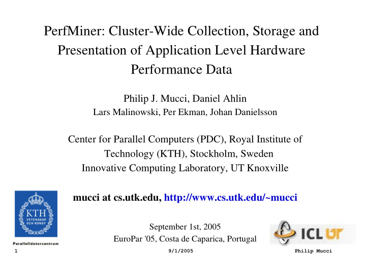 perfminer cluster wide collection storage and