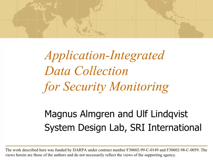 application integrated data collection for security