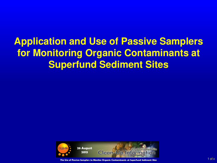 application and use of passive samplers