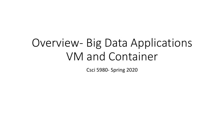 overview big data applications