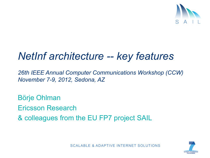 netinf architecture key features