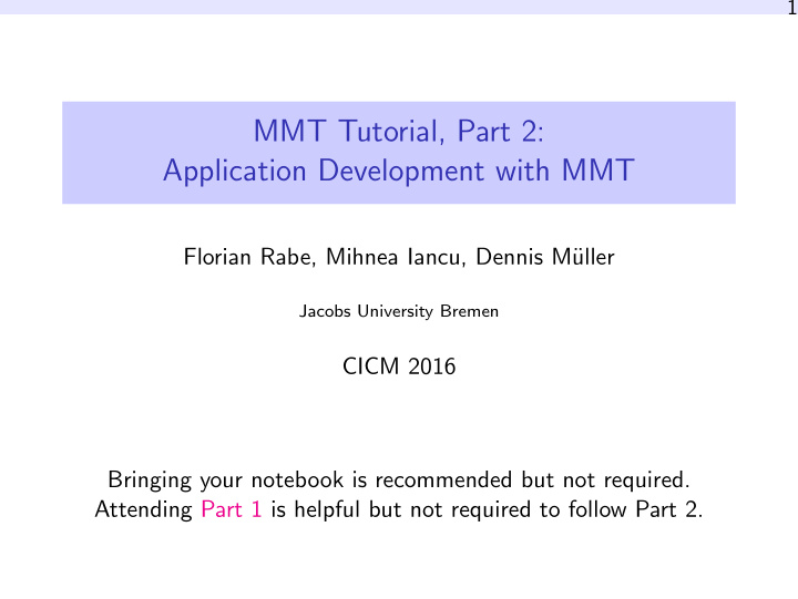 mmt tutorial part 2 application development with mmt