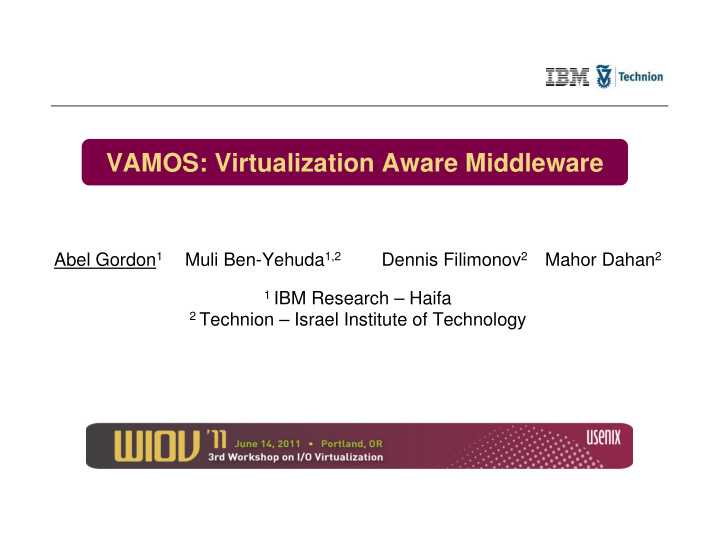 vamos virtualization aware middleware