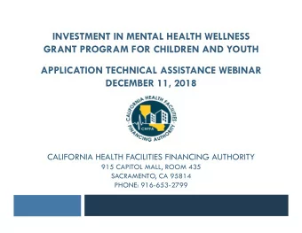 INVESTMENT IN MENTAL HEALTH WELLNESS  GRANT PROGRAM FOR CHILDREN AND YOUTH  APPLICATION TECHNICAL