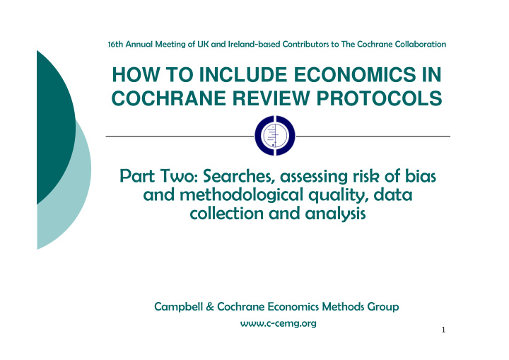 how to include economics in cochrane review protocols