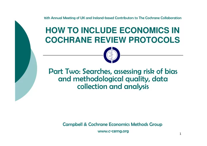 how to include economics in cochrane review protocols