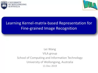 Fine-grained Image Recognition  Lei Wang  VILA group  School of Computing and Information