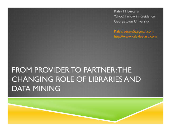 from provider to partner the changing role of libraries