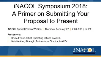 iNACOL Symposium 2018:  A Primer on Submitting Your  Proposal to Present iNACOL Special Edition