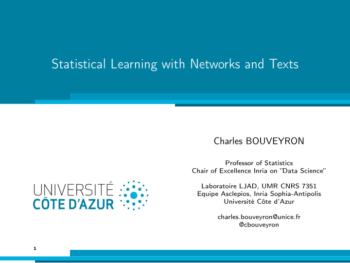 statistical learning with networks and texts