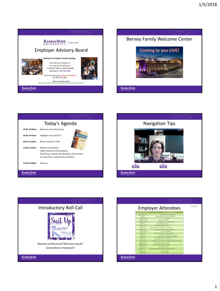 today s agenda navigation tips