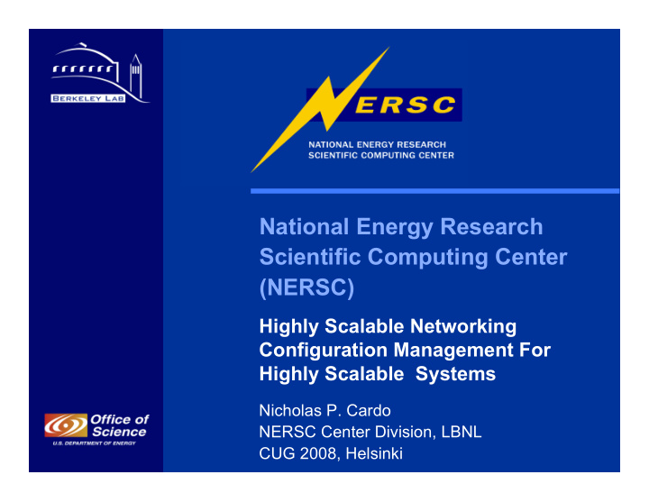 national energy research scientific computing center nersc