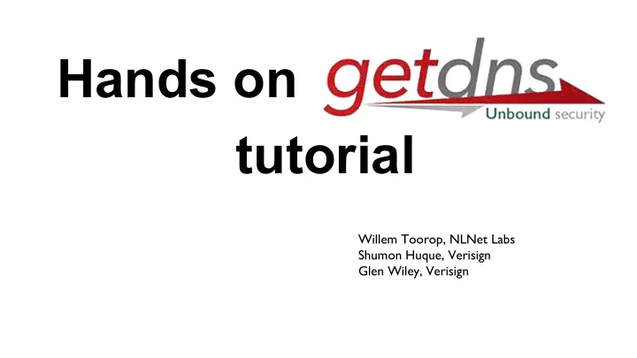 hands on tutorial