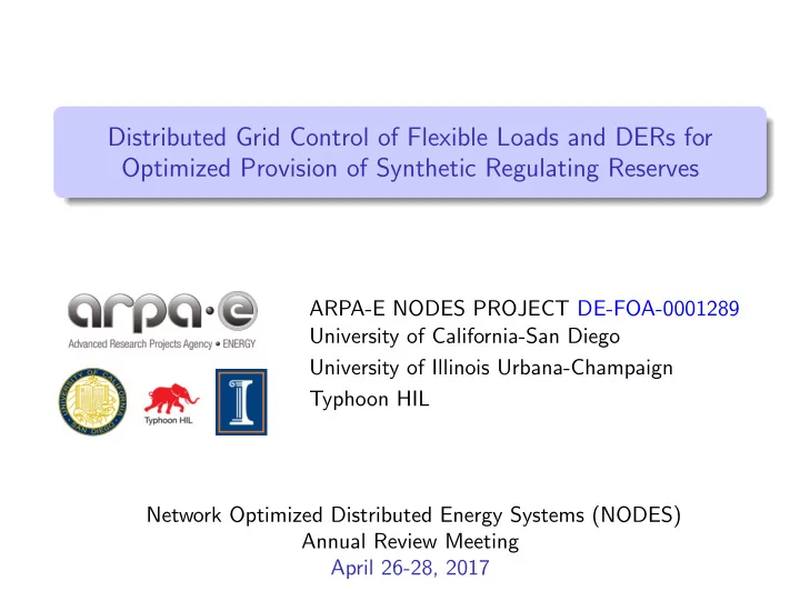distributed grid control of flexible loads and ders for