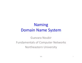 Naming    Domain  Name  System    Guevara  Noubir    Fundamentals  of
