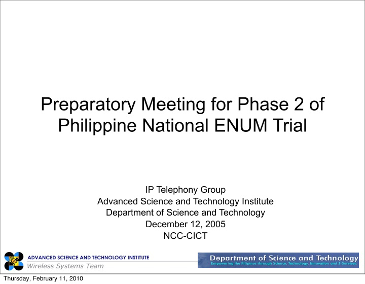 preparatory meeting for phase 2 of philippine national