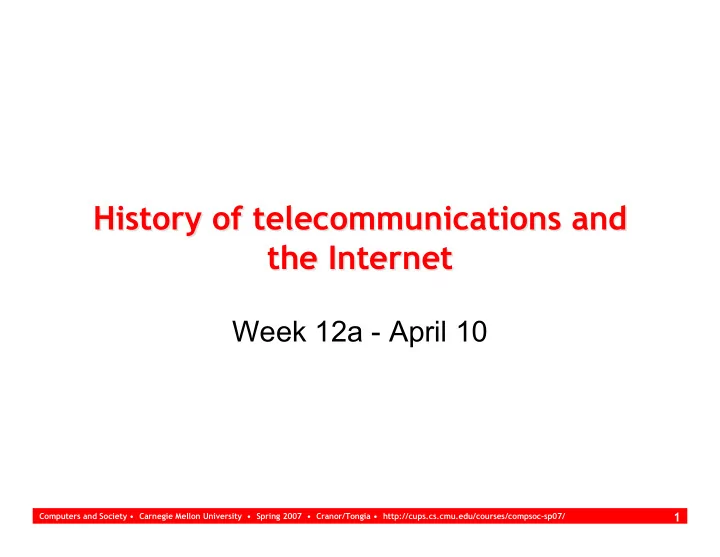 history of telecommunications and history of