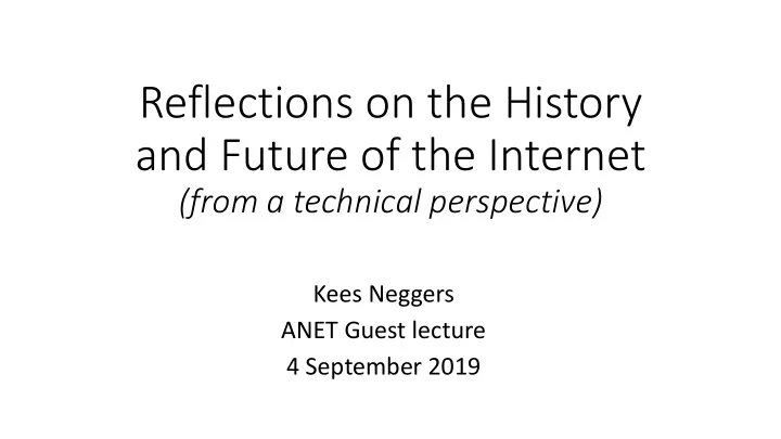 reflections on the history