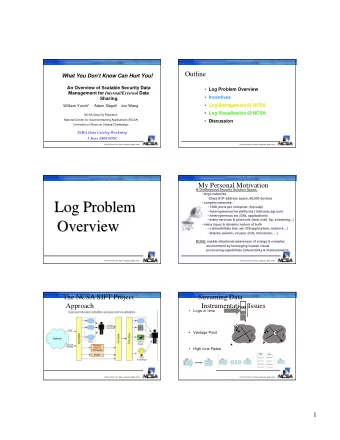 Log Problem  Log Problem  complex networks:  130K ports per computer (tcp/udp)