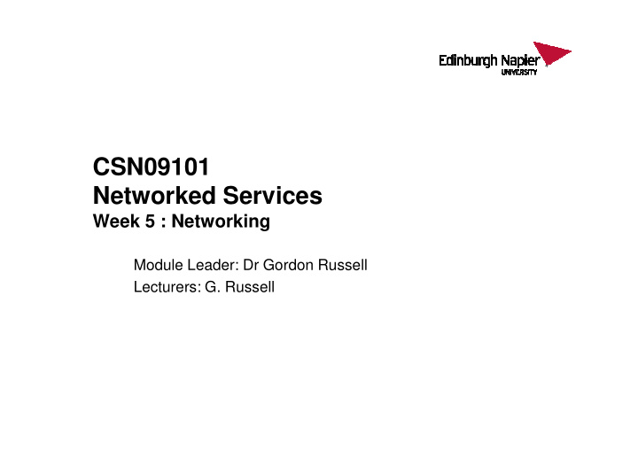 csn09101 networked services