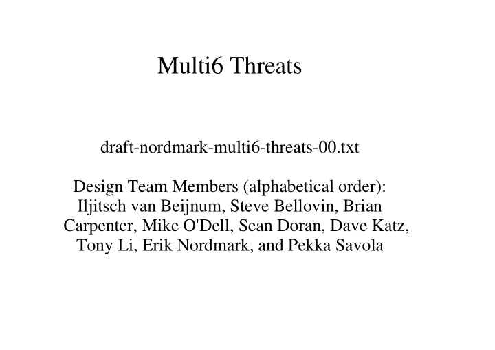 multi6 threats