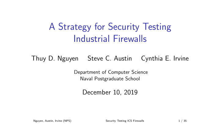 a strategy for security testing industrial firewalls