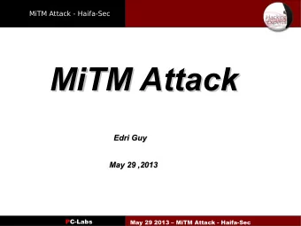 MiTM Attack  MiTM Attack  Edri Guy  Edri Guy  May 29 ,2013  May 29 ,2013  PC-Labs  May 29 2013