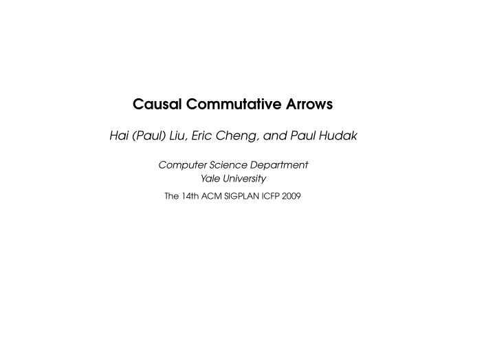 causal commutative arrows