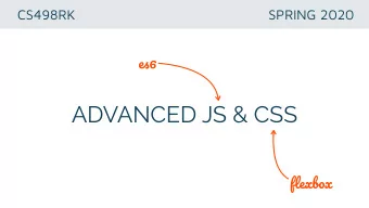 ADVANCED JS &amp; CSS flexb ox  ES6  WHAT IS ES6? ES (ECMAScript) is a scripting language standard