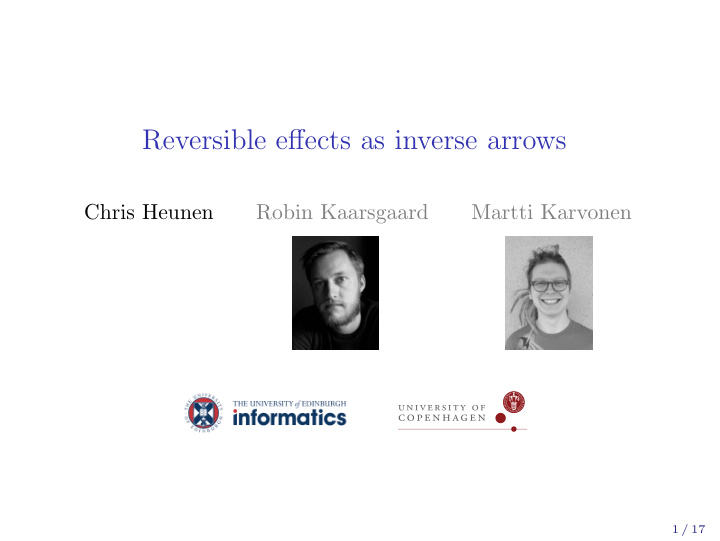 reversible effects as inverse arrows