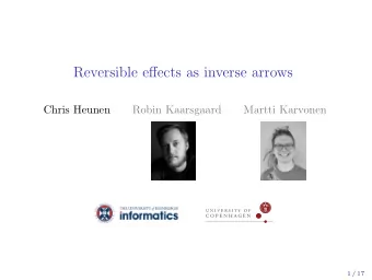 Reversible effects as inverse arrows  Chris Heunen  Robin Kaarsgaard  Martti Karvonen  1 / 17