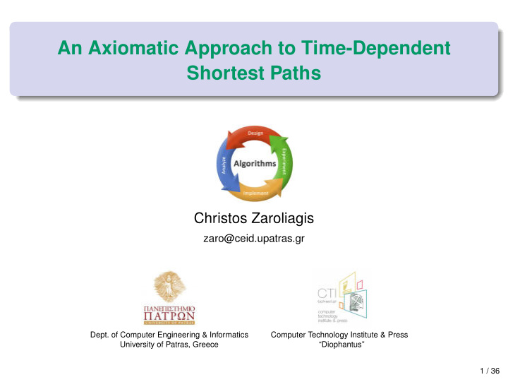an axiomatic approach to time dependent shortest paths