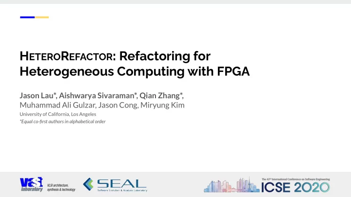 h etero r efactor refactoring for heterogeneous computing